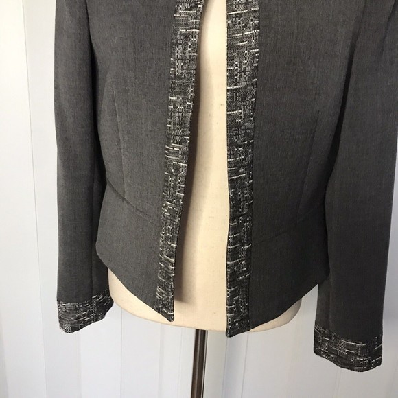 Tahari Arthur S. Levine Size‎ 8 Gray w/ Gray Multi Trim Jacket Long Sleeve - Picture 5 of 13